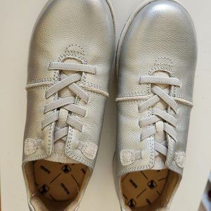 Silver leather slip on sneakers size 6 tried on but never worn